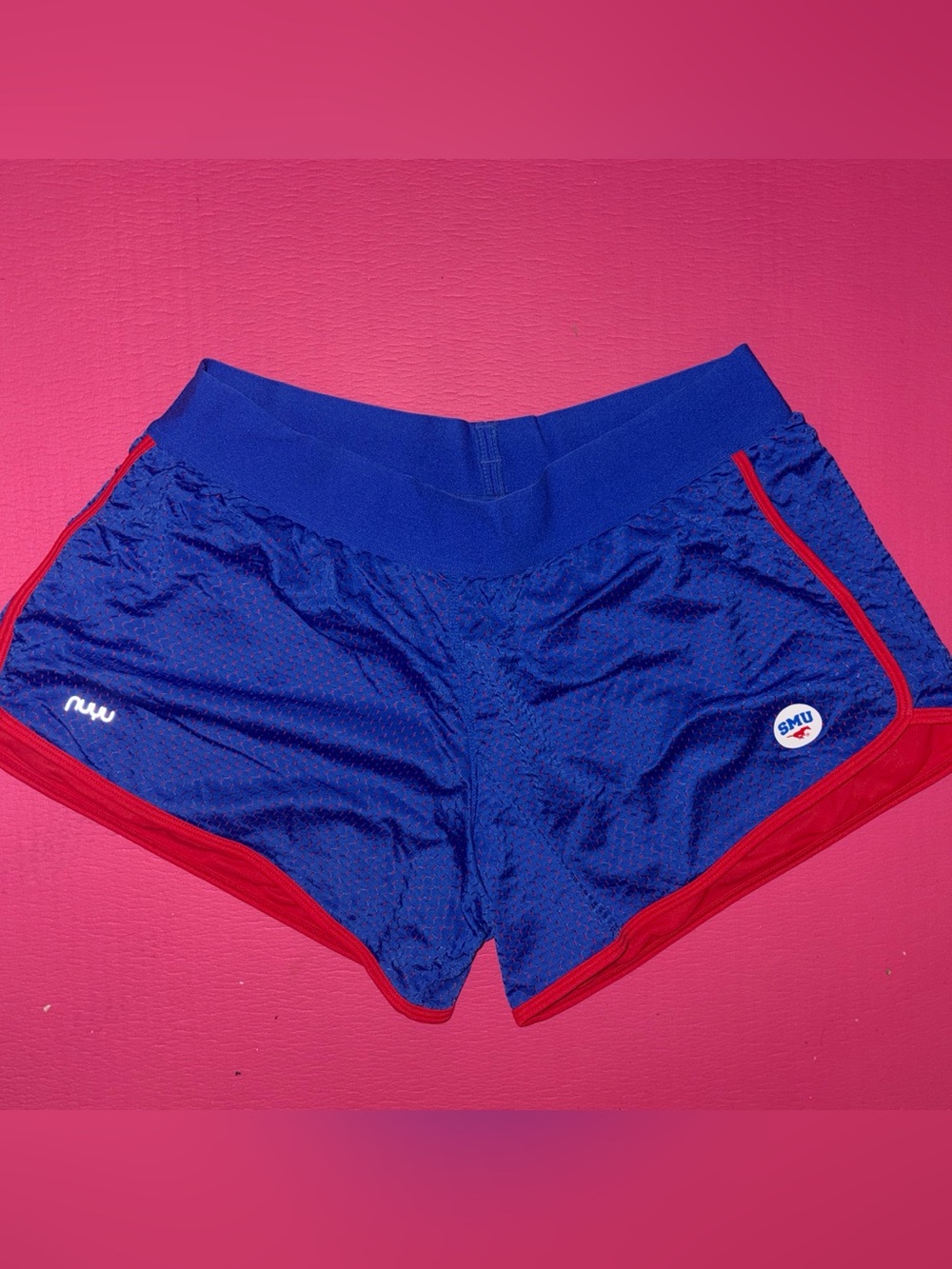 SMU Blue Women's Athletic Shorts with Red Trim